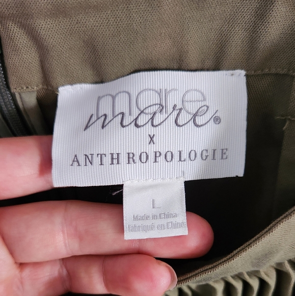 Mare Mare x Anthropologie Pleated Fall Cargo Skirt Olive Green Large EUC - Picture 3 of 9